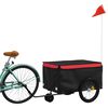 vidaXL Rimorchio da Bici Nero e Rosso 30 kg in Ferro