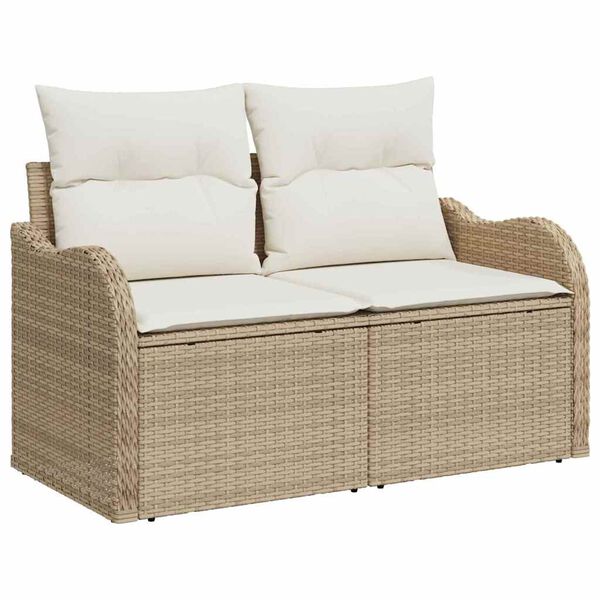 vidaXL Set Divano da Giardino 9 pcs Beige e Crema polyrattan
