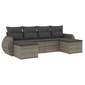 vidaXL Set Divano da Giardino 6 pz con Cuscini Grigio in Polyrattan