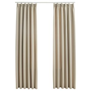 vidaXL Tende Oscuranti con Ganci 2 pz Beige 140x175 cm
