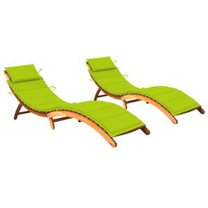 vidaXL Lettini Prendisole 2 pz con Cuscini in Legno Massello d'Acacia