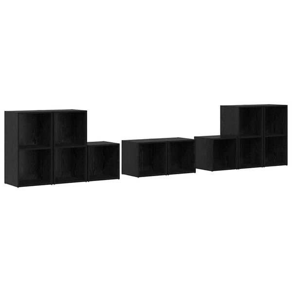 vidaXL Set di mobili TV 8 pcs Rovere Nero Legno multistrato