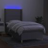 vidaXL Letto a Molle Materasso e LED Grigio Chiaro 90x190 cm Tessuto