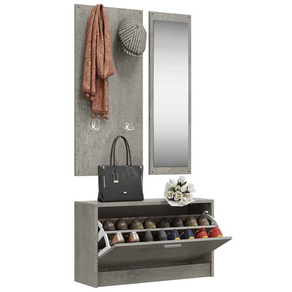 vidaXL Set Scarpiere 3 in 1 Grigio cemento in Legno Multistrato