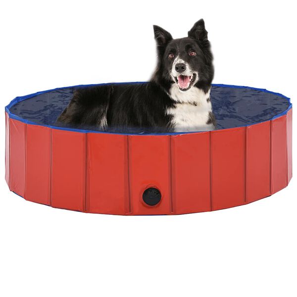vidaXL Piscina per Cani Pieghevole Rossa 120x30 cm in PVC