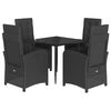 vidaXL Set da Pranzo da Giardino 5 pz Nero con Cuscini in Polyrattan