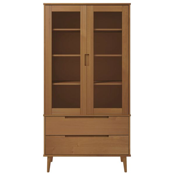 vidaXL Vetrina MOLDE Marrone 90x35x175 cm in Legno Massello di Pino
