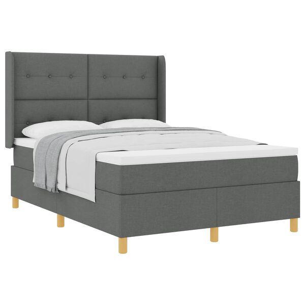 vidaXL Letto a molle con materasso Grigio scuro 140 x 200 cm Tessuto