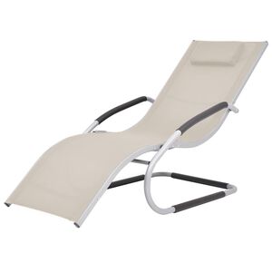 vidaXL Lettino Prendisole con Cuscino in Alluminio e Textilene Crema