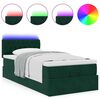 vidaXL Pouf Letto con Materasso e LED Verde Scuro 80x200cm in Velluto