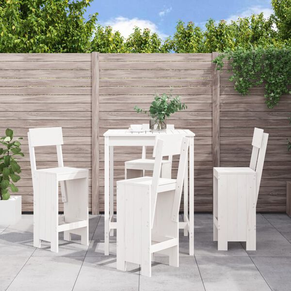 vidaXL Set Bar da Giardino 5 pz Bianco in Legno Massello di Pino