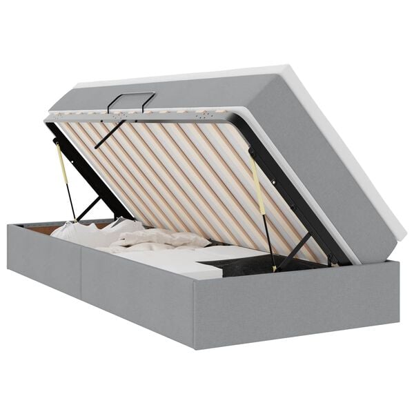vidaXL Letto con contenitore e materasso Grigio chiaro 100 x 200 cm