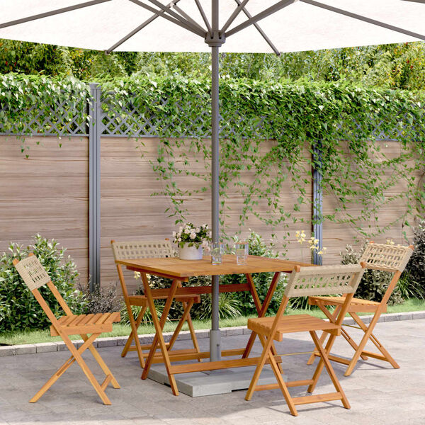 vidaXL Set Pranzo da Giardino 5 pz Beige Polyrattan e Legno Massello