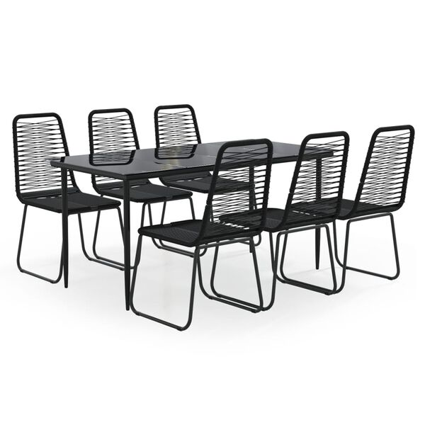 vidaXL Set da Pranzo da Giardino 7 pz Nero