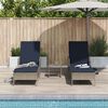 vidaXL Lettino da sole con cuscino 3 pcs Grigio e Blu Navy polyrattan
