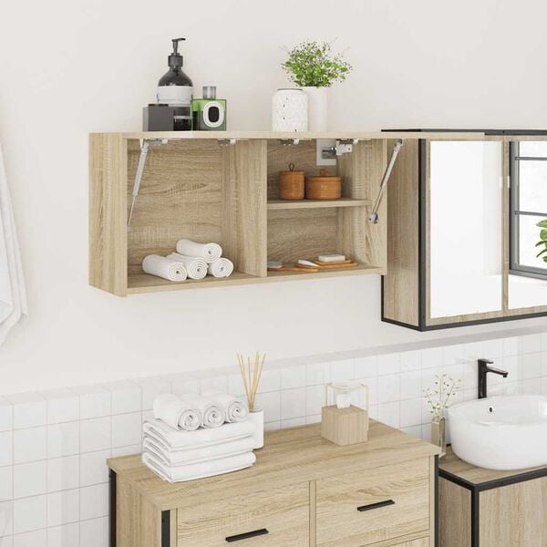 vidaXL Mobile da Bagno a Parete Rovere Sonoma 80x25x40 cm Truciolato
