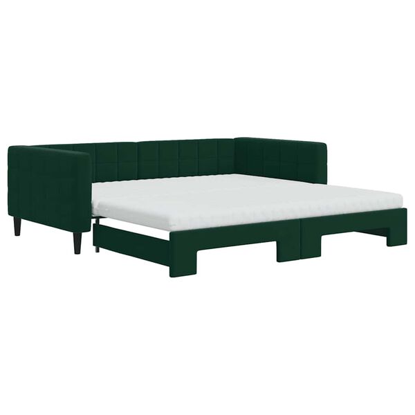 vidaXL Divano Letto Estraibile Materassi Verde Scuro 100x200 Velluto