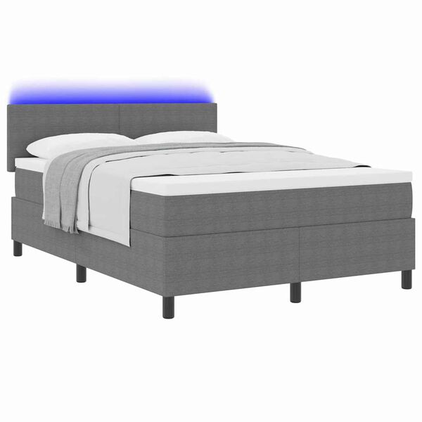 vidaXL Letto a molle Grigio chiaro e bianco 203 x 160 x 88 cm