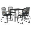 vidaXL Set da Pranzo da Giardino 5 pz Nero in Rattan PVC