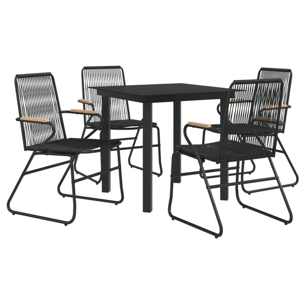 vidaXL Set da Pranzo da Giardino 5 pz Nero in Rattan PVC