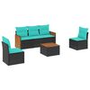 vidaXL Set Divani da Giardino 6 pz con Cuscini Nero in Polyrattan