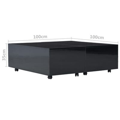 vidaXL Tavolino da Salotto Nero Lucido 100x100x35 cm