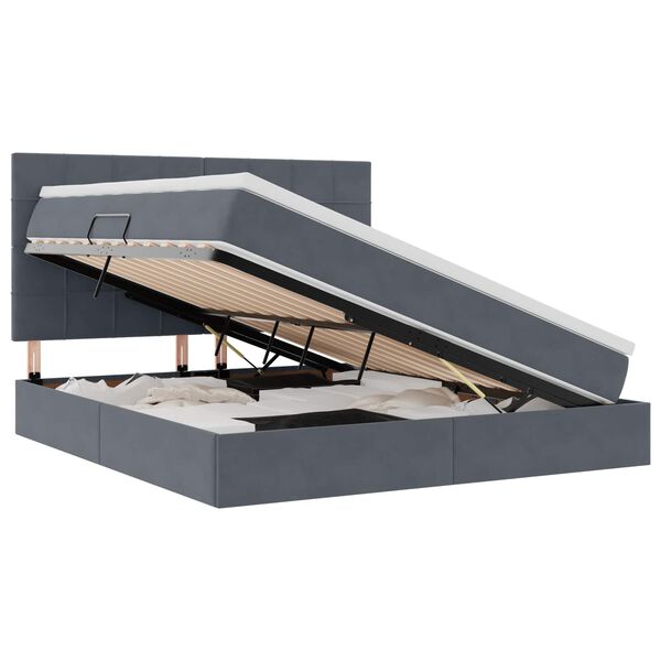 vidaXL Letto con contenitore e materasso Grigio scuro 180 x 200 cm