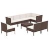 vidaXL Set Divani da Giardino 9 pz con Cuscini in Polyrattan Marrone