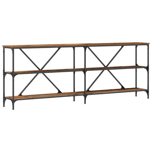 vidaXL Tavolo consolle con lo scaffale Legno vecchio 200 x 30 x 75 cm