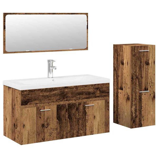vidaXL Set Mobili da Bagno 4 pz Legno Antico in Legno Multistrato