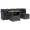 vidaXL Set Divano da Giardino 6 pz con Cuscini Nero in Polyrattan