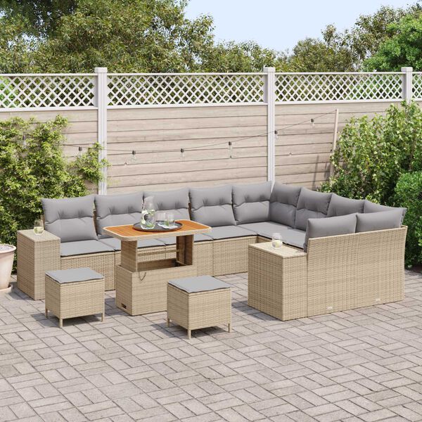 vidaXL Set Divano da Giardino 12 pcs Beige polyrattan