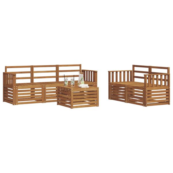 vidaXL Set divani 6 pcs Naturale Legno di Acacia Massello
