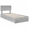 vidaXL Letto con Contenitore con testiera Grigio Sonoma 90 x 190 cm