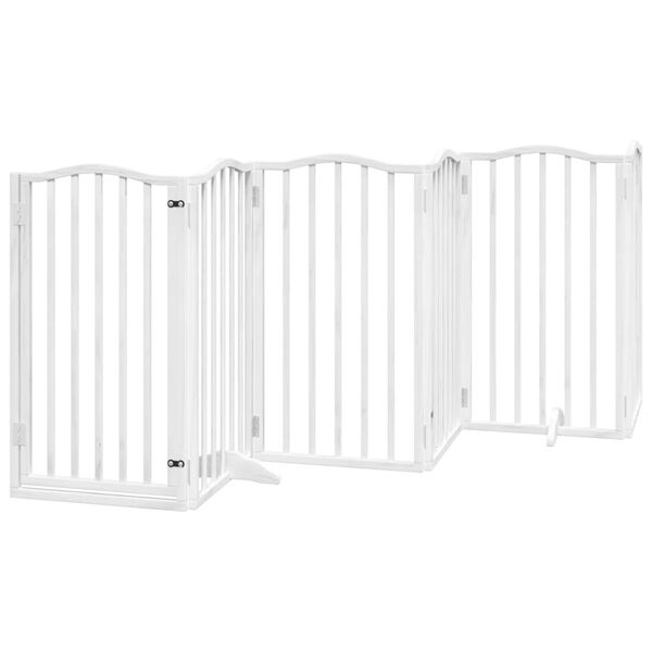 vidaXL Cancello Cani Porta Pieghevole Bianco 6 Pannelli 300 cm Pioppo