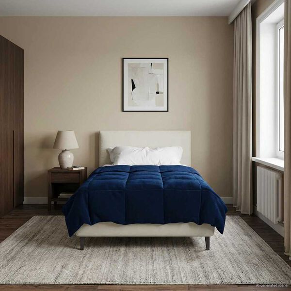 vidaXL Duvet Estivo Trapuntato Blu Scuro 135 x 200 cm Microfibra