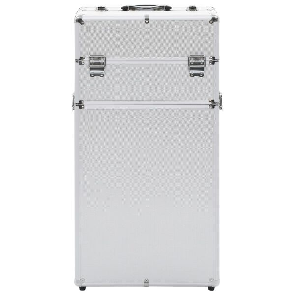 vidaXL Valigia Trolley per Cosmetici in Alluminio Argento