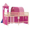 vidaXL Letto a Soppalco con Torre Bambini Rosa 90x200cm Massello Pino