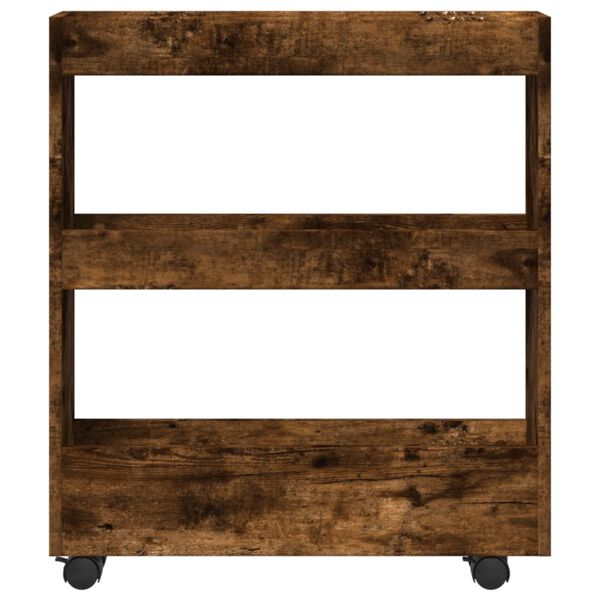 vidaXL Carrello Stretto a 3 Livelli Rovere Fumo in Truciolato
