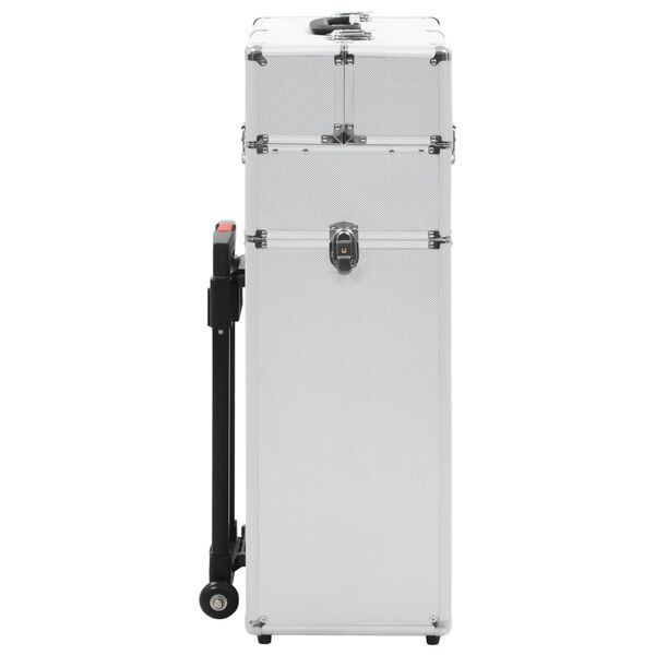 vidaXL Valigia Trolley per Cosmetici in Alluminio Argento