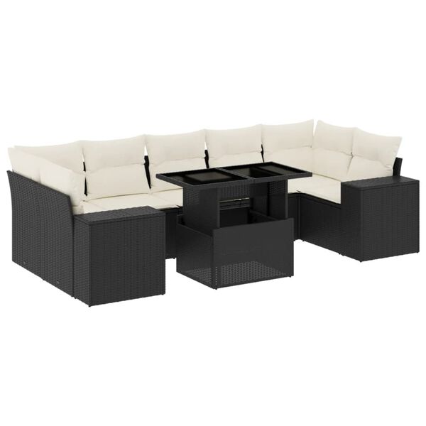 vidaXL Set Divani da Giardino con Cuscini 8 pz Nero in Polyrattan