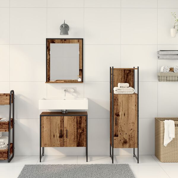 vidaXL Set di mobili per il bagno 3 pcs Marrone Legno multistrato