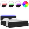 vidaXL Letto con luci a strisce a LED Nero 180 x 200 cm Tessuto
