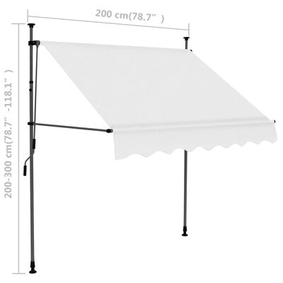 vidaXL Tenda da Sole Retrattile Manuale con LED 200 cm Crema