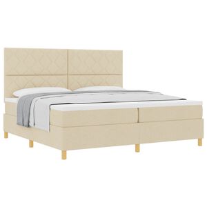 vidaXL Letto a molle con materasso Crema 200 x 200 cm Tessuto