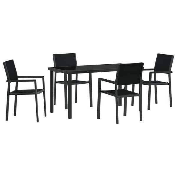 vidaXL Set da Pranzo per Giardino 5 pcs Nero