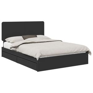 vidaXL Letto con Contenitore Nero 150 x 200 cm Legno multistrato