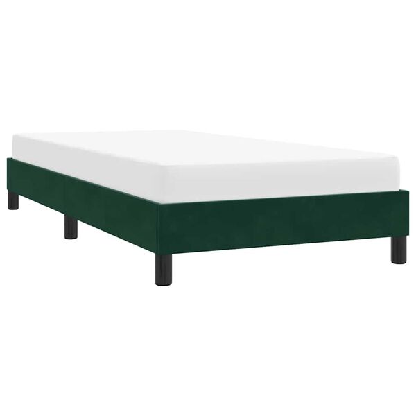 vidaXL Giroletto senza Materasso Verde Scuro 90x220 cm in Velluto