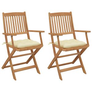 vidaXL Sedie da Giardino Pieghevoli 2 pz con Cuscini Massello Acacia