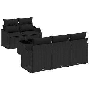 vidaXL Set Divano da Giardino 6 pcs Nero Polyrattan, Acciaio e Vetro
